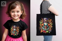 Watercolor Halloween Creepy Clown. PNG sublimation Product Image 2