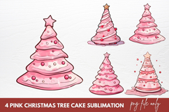 Pink Christmas Tree Cake Clipart Sublimation Product Image 1