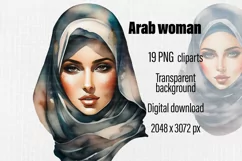 Arabic clipart, Muslim clipart, Arab woman clipart 19 PNG Product Image 1