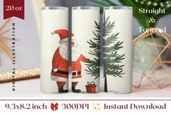 Christmas Tree Tumbler Wrap, Santa Claus Tumbler Design Product Image 1