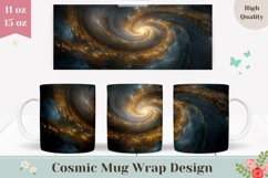 Space Mug Wrap, Galaxy Mug Design, Glitter Mug Sublimation Product Image 1