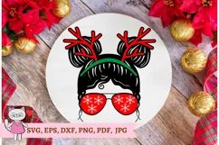 Christmas Kid Life with deer horns red Sunglasses with Product Image 5