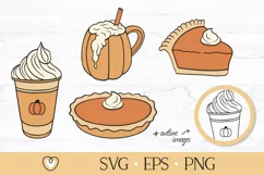 Pumpkin Spice Latte, Pumpkin Pie, Svg Cut File, Png file Product Image 1