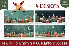 Christmas Village Mug Design, Winter Village Mug Wrap Product Image 1