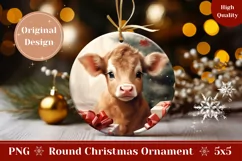 Christmas Ornament Sublimation, Christmas Baby Cow Gift Tag Product Image 1