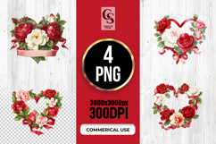 Watercolor Rose Heart Frame Clipart Sublimation PNG Product Image 1