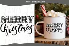 Merry Christmas | Buffalo Plaid Png | Black and White Product Image 2
