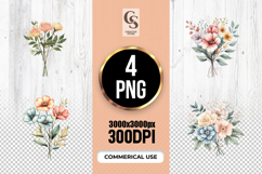Watercolor Floral Bouquet Clipart Sublimation PNG Product Image 1