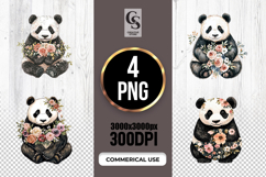 Floral Panda Watercolor Art Illustration Clipart PNG Product Image 1