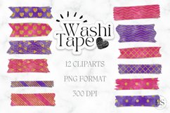 12 Digital Watercolor Washi Tape, Digital Watercolor Sticker Product Image 1