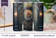 Christmas Door Tumbler Wrap Design, Christmas Sublimation Product Image 1