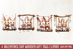 Valentine Animal On Swings Clipart, Valentine Animal Clipart Product Image 1