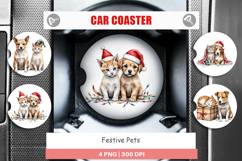 Car Coaster Festive Pets Product Image 1
