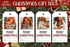 Cozy Winter Gift Tag PNG, Christmas Girl Gift Tag Template Product Image 1