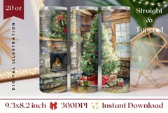 Christmas Tree Tumbler, Watercolor Christmas Tumbler Design Product Image 1