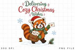 Delivering Cozy Christmas Wishes PNG, Christmas Red Panda Product Image 1