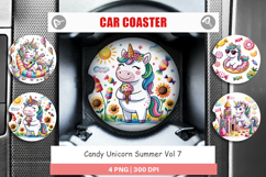 Car Coaster Candy Unicorn Summer Product Image 1