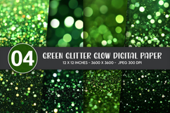 Green Glitter Glow Digital Paper Product Image 1