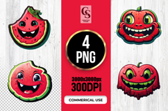 Cute Watermelon Characters Clipart Sublimation PNG Product Image 1