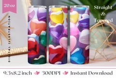 Colorful Glass Heart Tumbler Design, Valentine's Day Tumbler Product Image 1