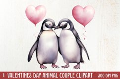 Valentines Day Animal Couple Clipart, Valentine Couple Product Image 1