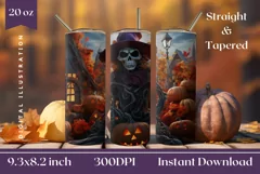 3D Halloween Monster Tumbler Wrap, 3D Halloween PNG Product Image 1