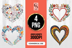 Floral Heart Frame Clipart Sublimation PNG Product Image 1