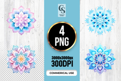 Blue Floral Mandala Design Clipart Sublimation PNG Product Image 1