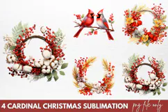 Christmas Cardinal Watercolor Clipart PNG Product Image 1