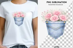 Denim pocket flowers png design for T-shirts Product Image 1