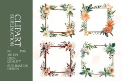 Watercolor floral wearth frame clipart sublimation png Product Image 1