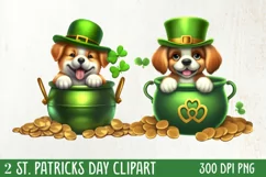 St Patricks Day Dog with Gold Coin Clipart, St Patricks Day Product Image 1