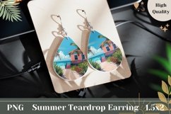 Tropical Beach Earrings Template, Summer Sublimation Design Product Image 1