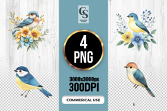Watercolor Cute Bird Illustration Clipart Sublimation PNG Product Image 1