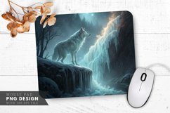 Enchanted Wolf at the Frozen Falls Mouse Pad PNG Design Product Image 1
