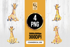 Baby Giraffe Watercolor Clipart Sublimation PNG Product Image 1