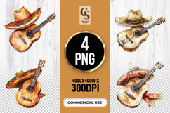 Mexican Guitar Sombrero Clipart Sublimation PNG Product Image 1