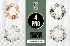 Elegant Floral Wreath Clipart Sublimation PNG Product Image 1