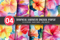 Tropical Hibiscus Digital Paper Product Image 1