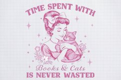 Retro Girl Quotes cats is never wasted PNG Sublimation Product Image 2