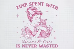 Retro Girl Quotes cats is never wasted PNG Sublimation Product Image 2