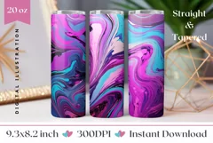 Liquid Paint Tumbler Wrap, Fluid Art Tumbler Sublimation Product Image 1