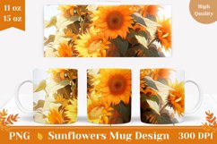 Sunflower Mug Sublimation Design, Floral Mug Wrap 11oz 15 oz Product Image 1