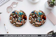 Car Coaster Sublimation| Christmas Coaster PNG Design Product Image 1