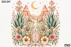 Boho Desert Wildflower Cactus Mountain Sublimatio SVG Product Image 2