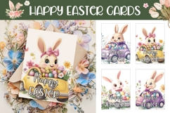 Happy Easter Card Printable, Floral Easter Car Greeting Card Product Image 1