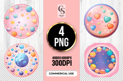 Pastel Space Planets Clipart Sublimation PNG Product Image 1