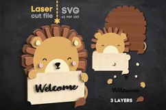 Lion Children's Room Sign SVG Laser cut file for Glowforge Product Image 1