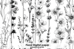 Floral digital paper, background clipart Product Image 1