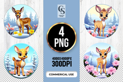 Cute Baby Deer Forest Clipart Sublimation PNG Product Image 1